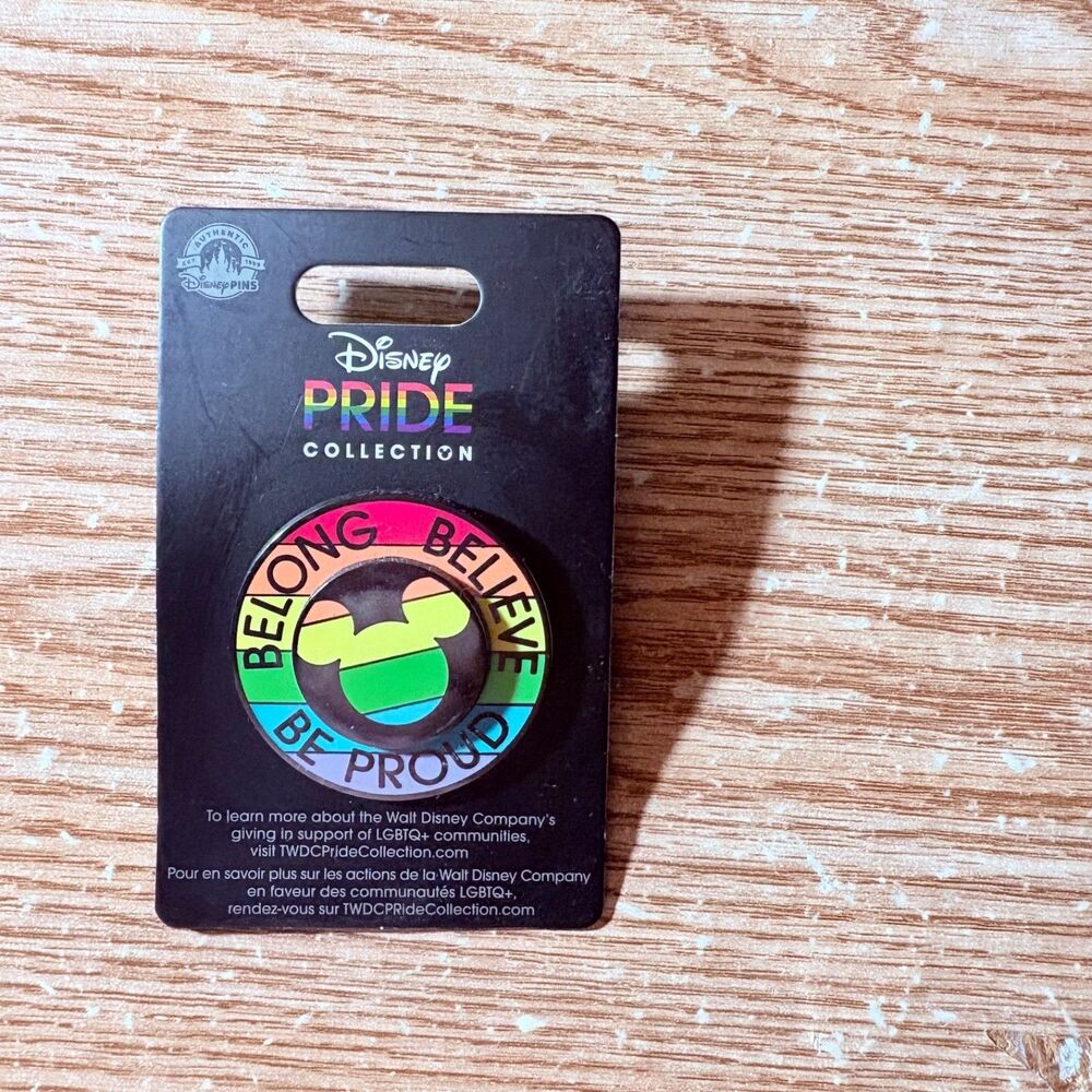 Disney Parks Pin Pride Mickey Icon Spinner Belong Believe Be Proud Rainbow